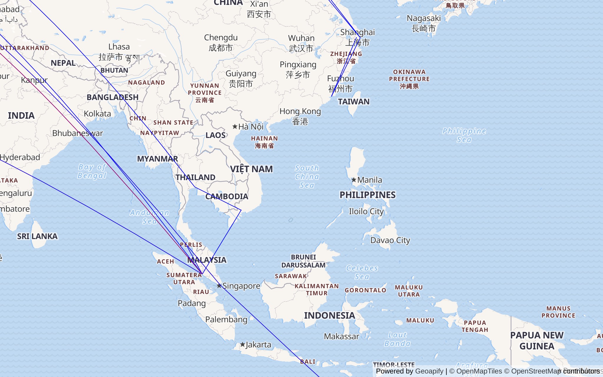 All my flights in South-East Asia so far