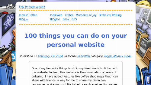 100 things you can do on your personal website