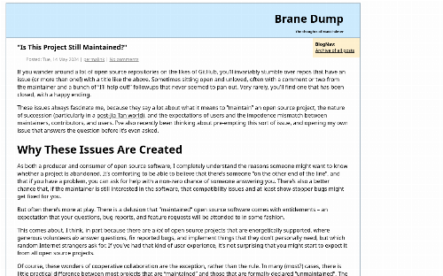 Brane Dump: "Is This Project Still Maintained?"