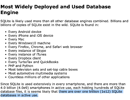 Collection of insane and fun facts about SQLite