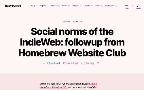 Social norms of the IndieWeb: followup from Homebrew Website Club – Tracy Durnell